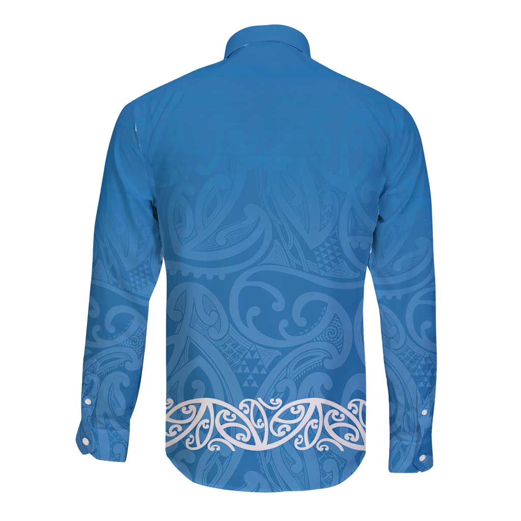 New Zealand Nurses Week Long Sleeve Button Shirt Maori Kowhaiwhai Blue Tribal LT9 - Polynesian Pride