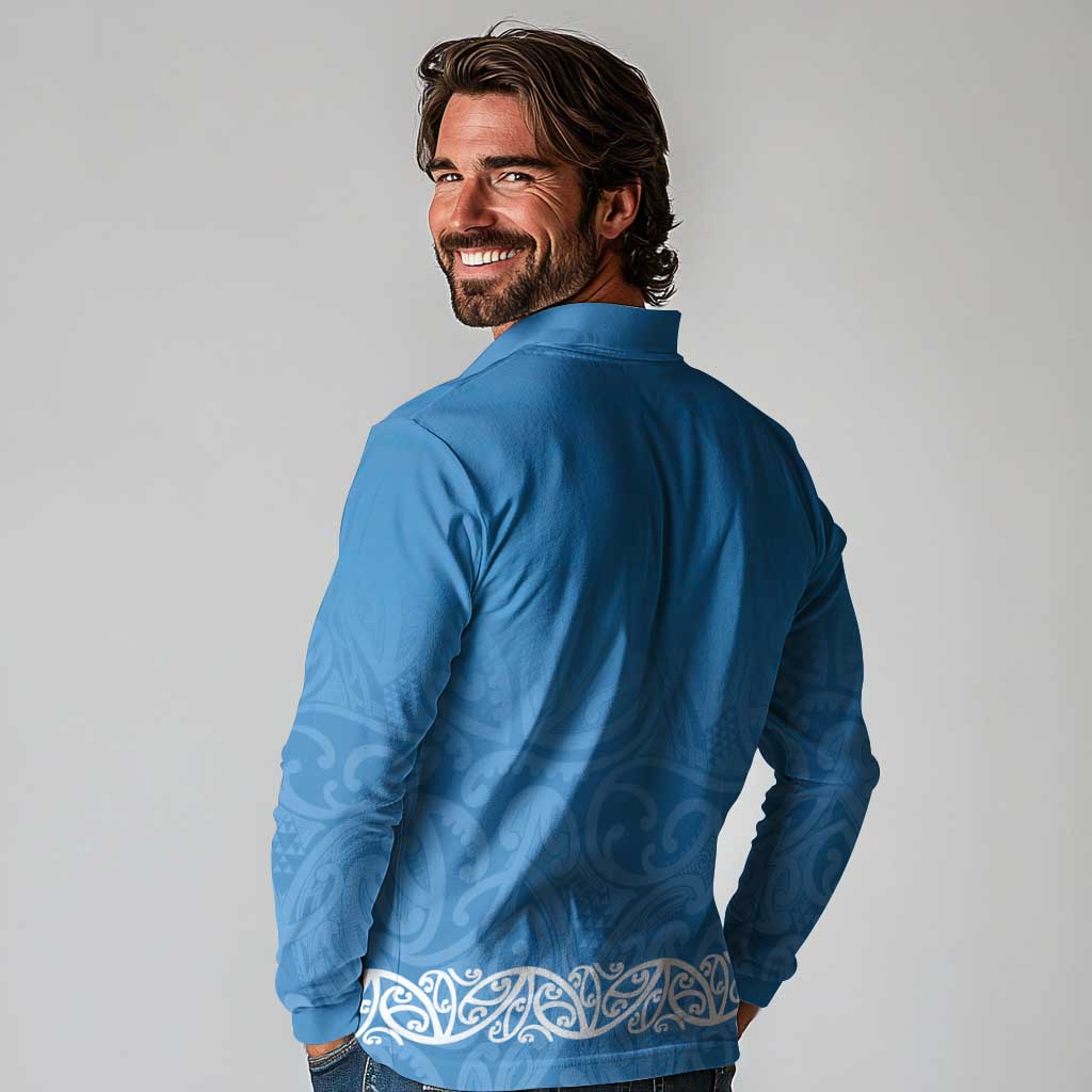 New Zealand Nurses Week Long Sleeve Polo Shirt Maori Kowhaiwhai Blue Tribal LT9 - Polynesian Pride