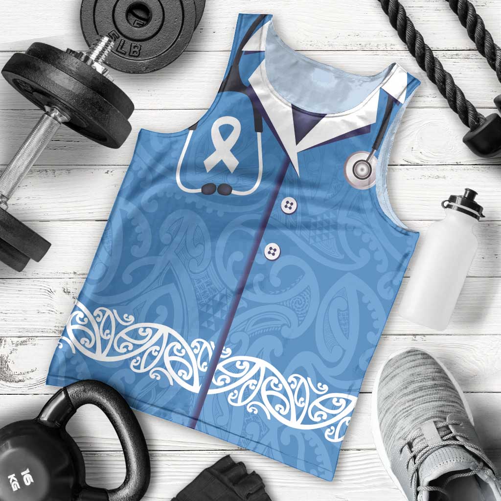 New Zealand Nurses Week Men Tank Top Maori Kowhaiwhai Blue Tribal