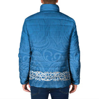 New Zealand Nurses Week Padded Jacket Maori Kowhaiwhai Blue Tribal