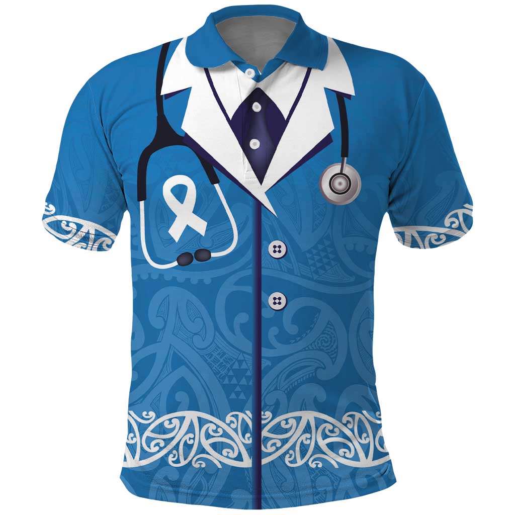 New Zealand Nurses Week Polo Shirt Maori Kowhaiwhai Blue Tribal LT9 Blue - Polynesian Pride