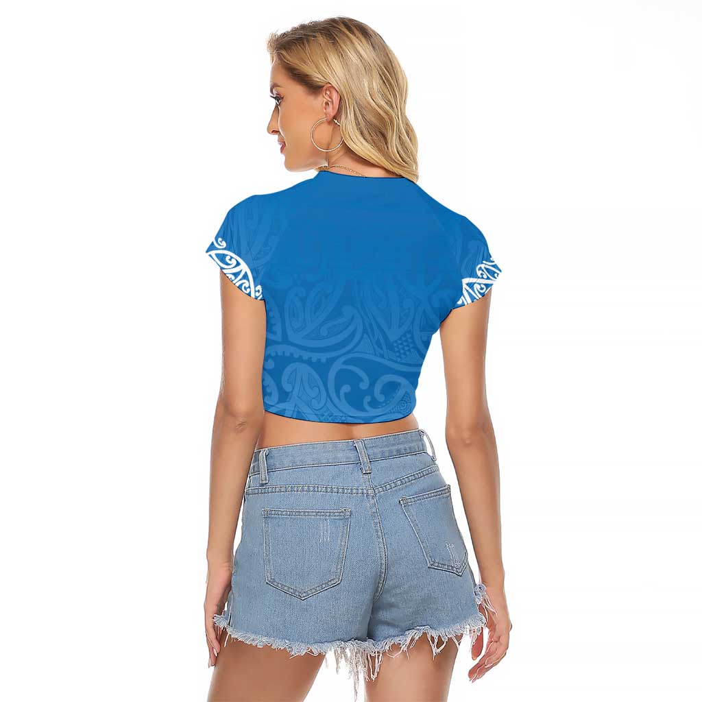 New Zealand Nurses Week Raglan Cropped T Shirt Maori Kowhaiwhai Blue Tribal LT9 - Polynesian Pride