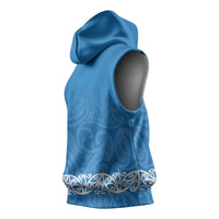 New Zealand Nurses Week Sleeveless Hoodie Maori Kowhaiwhai Blue Tribal LT9 - Polynesian Pride