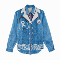 New Zealand Nurses Week Women Casual Shirt Maori Kowhaiwhai Blue Tribal LT9 - Polynesian Pride