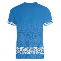 New Zealand Nurses Week Women V-Neck T-Shirt Maori Kowhaiwhai Blue Tribal LT9 - Polynesian Pride