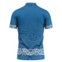 New Zealand Nurses Week Zipper Polo Shirt Maori Kowhaiwhai Blue Tribal LT9 - Polynesian Pride