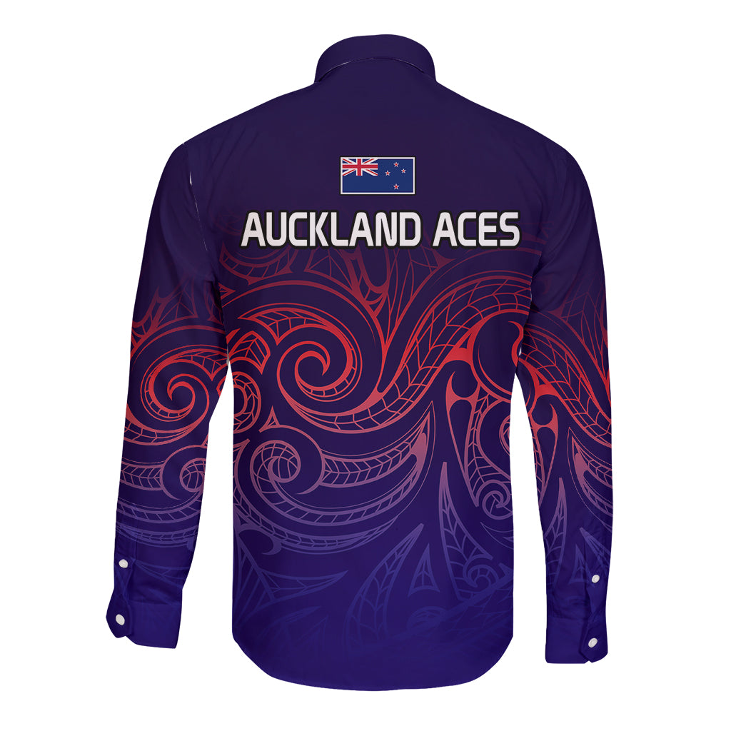 New Zealand Auckland Cricket Long Sleeve Button Shirt Maori Traditional Ethnic Style LT9 - Polynesian Pride