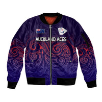 New Zealand Auckland Cricket Sleeve Zip Bomber Jacket Maori Traditional Ethnic Style LT9 Unisex Gradient - Polynesian Pride