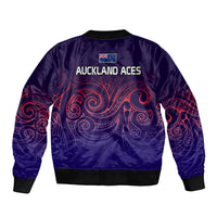 New Zealand Auckland Cricket Sleeve Zip Bomber Jacket Maori Traditional Ethnic Style LT9 - Polynesian Pride