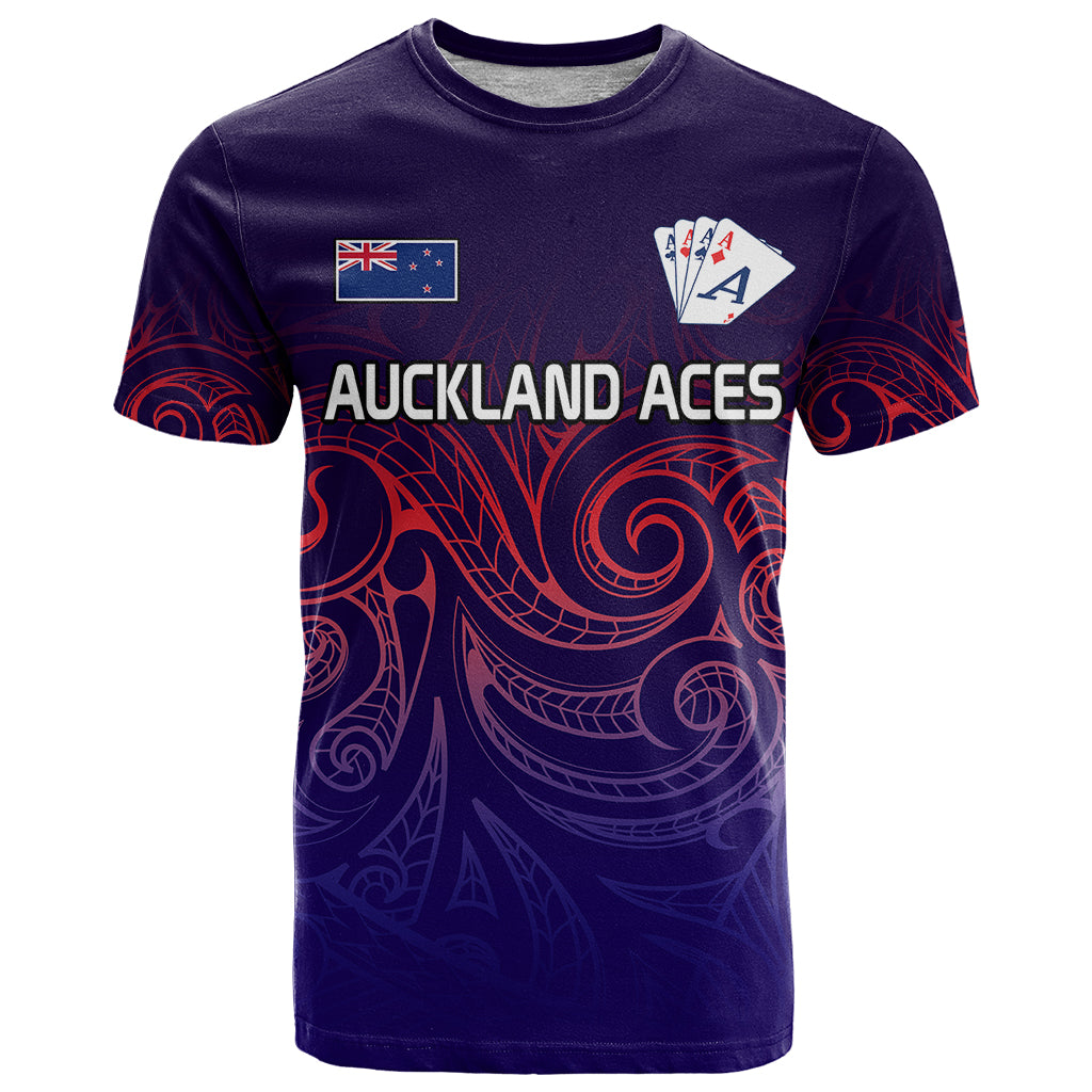 (Custom Text and Number) New Zealand Auckland Cricket T Shirt Maori Traditional Ethnic Style LT9 Gradient - Polynesian Pride