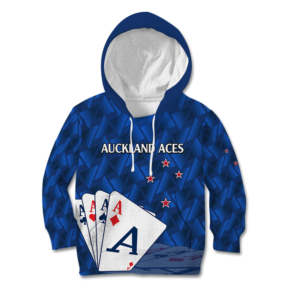 (Custom Text And Number) New Zealand Cricket Kid Hoodie Auckland Aces Sporty Style LT9 Blue - Polynesian Pride