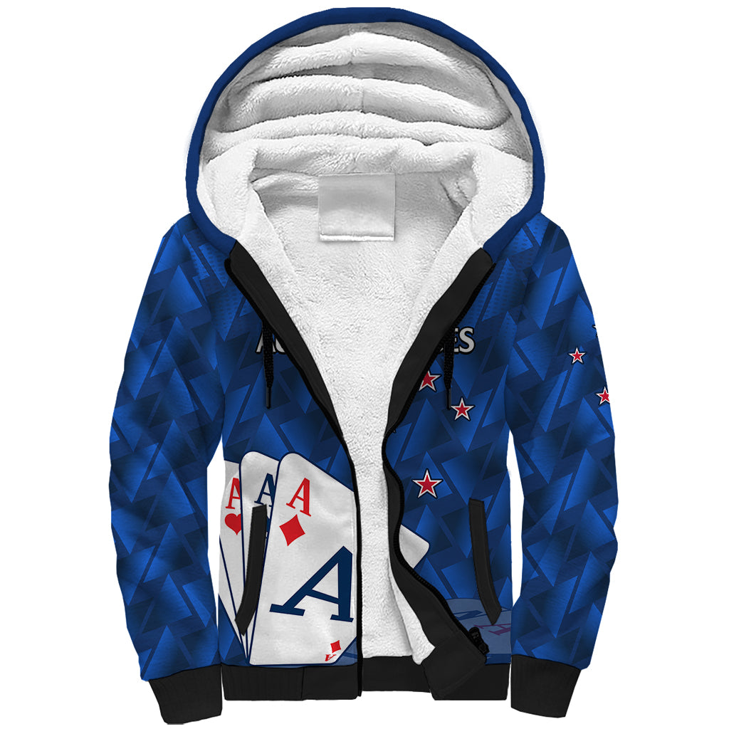 (Custom Text And Number) New Zealand Cricket Sherpa Hoodie Auckland Aces Sporty Style LT9 Unisex Blue - Polynesian Pride