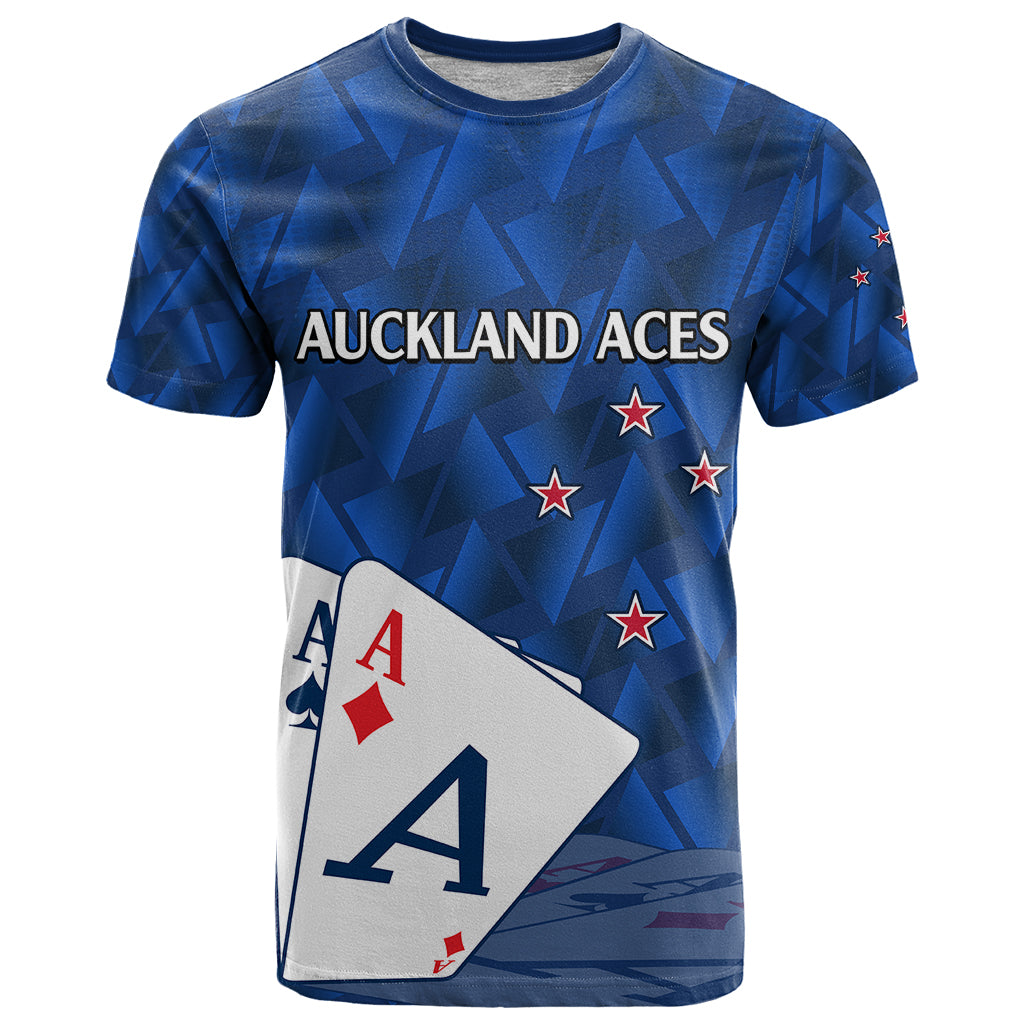 (Custom Text and Number) New Zealand Cricket T Shirt Auckland Aces Sporty Style LT9 Blue - Polynesian Pride