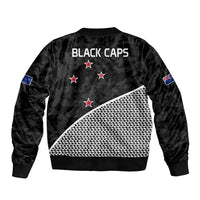 New Zealand Cricket Sleeve Zip Bomber Jacket Black Cap Sporty Style No1 LT9 - Polynesian Pride
