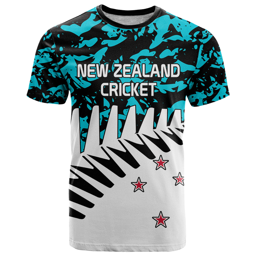 (Custom Text and Number) New Zealand Cricket T Shirt Black Cap Sporty Style No2 LT9 Auqua - Polynesian Pride