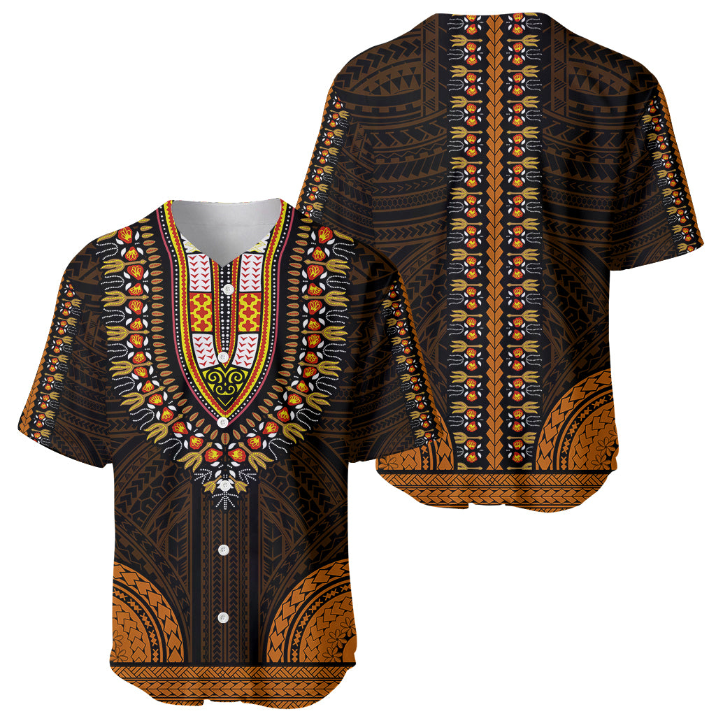 African Dashiki Baseball Jersey With Polynesian Pattern - Gold LT9 - Polynesian Pride