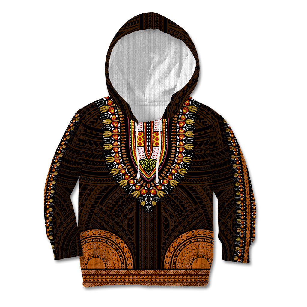 African Dashiki Kid Hoodie With Polynesian Pattern - Gold LT9 Gold - Polynesian Pride