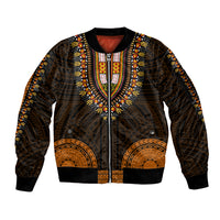 African Dashiki Sleeve Zip Bomber Jacket With Polynesian Pattern - Gold LT9 Unisex Gold - Polynesian Pride
