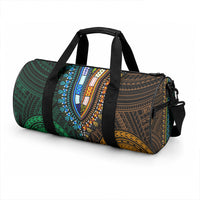 African Dashiki With Polynesian Pattern Green Gold Duffle Bag LT9 - Polynesian Pride