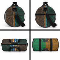 African Dashiki With Polynesian Pattern Green Gold Duffle Bag LT9 - Polynesian Pride