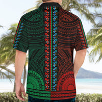 African Dashiki Hawaiian Shirt With Polynesian Pattern - Half Green and Red LT9 - Polynesian Pride