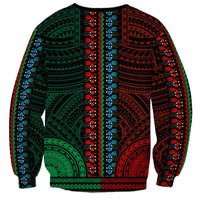 African Dashiki Sweatshirt With Polynesian Pattern - Half Green and Red LT9 - Polynesian Pride