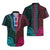 African Dashiki Hawaiian Shirt With Polynesian Pattern - Half Teal and Pink LT9 - Polynesian Pride