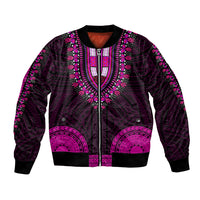 African Dashiki Bomber Jacket With Polynesian Pattern - Pink LT9 Unisex Pink - Polynesian Pride