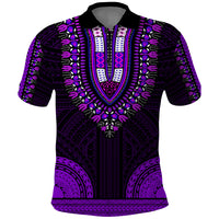 African Dashiki Polo Shirt With Polynesian Pattern Purple LT9 Purple - Polynesian Pride