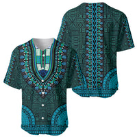 African Dashiki Baseball Jersey With Tapa Pattern - Teal LT9 - Polynesian Pride