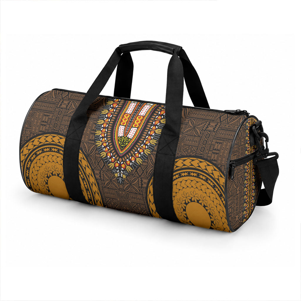African Dashiki With Tapa Pattern - Gold Duffle Bag LT9 - Polynesian Pride