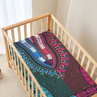 African Dashiki With Tapa Pattern - Teal Pink Baby Bed Cover LT9 - Polynesian Pride