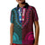 African Dashiki Kid Polo Shirt With Tapa Pattern - Half Teal and Pink LT9 Kid Teal and Pink - Polynesian Pride