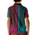 African Dashiki Kid Polo Shirt With Tapa Pattern - Half Teal and Pink LT9 - Polynesian Pride