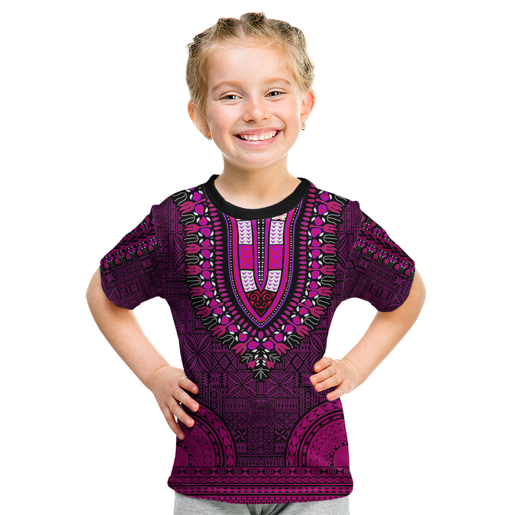 African Dashiki Kid T Shirt With Tapa Pattern - Pink LT9 Pink - Polynesian Pride