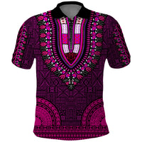 African Dashiki Polo Shirt With Tapa Pattern Pink LT9 Pink - Polynesian Pride