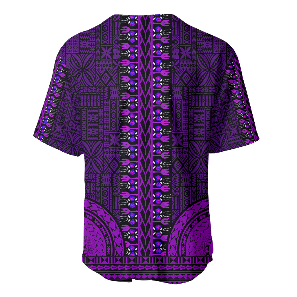 African Dashiki Baseball Jersey With Tapa Pattern - Purple LT9 - Polynesian Pride