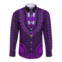 African Dashiki Long Sleeve Button Shirt With Tapa Pattern - Purple LT9 Unisex Purple - Polynesian Pride