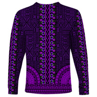 African Dashiki Long Sleeve Shirt With Tapa Pattern - Purple LT9 - Polynesian Pride
