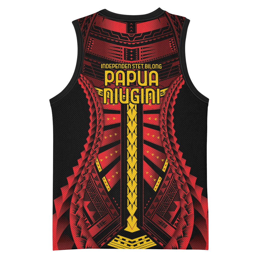 Independen Stet bilong Papua Niugini 1975 Basketball Jersey Red Tribal Papua New Guinea Province Flag LT9 - Polynesian Pride