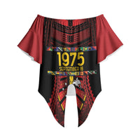 Independen Stet bilong Papua Niugini 1975 Off Shoulder Wrap Waist Top Red Tribal Papua New Guinea Province Flag LT9 - Polynesian Pride