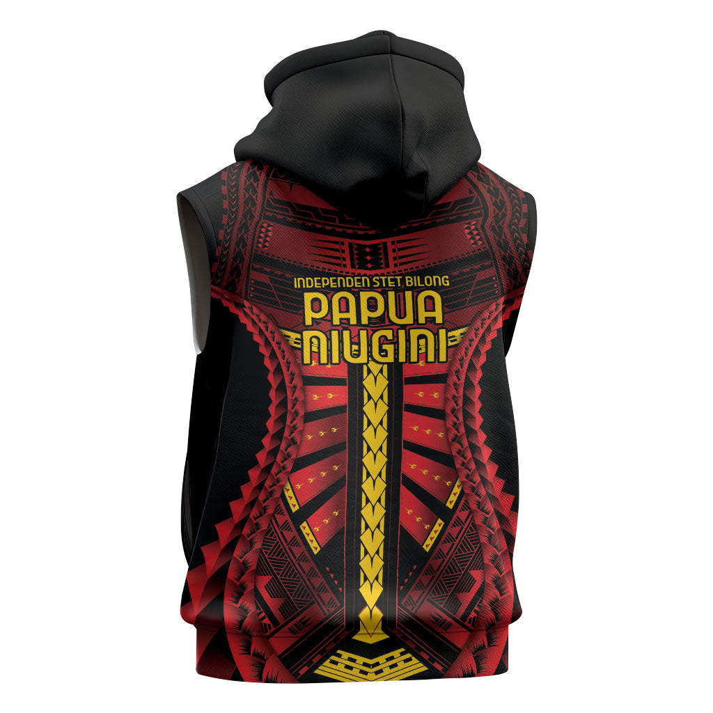 Independen Stet bilong Papua Niugini 1975 Sleeveless Zip Hoodie Red Tribal Papua New Guinea Province Flag LT9 - Polynesian Pride