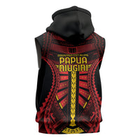 Independen Stet bilong Papua Niugini 1975 Sleeveless Zip Hoodie Red Tribal Papua New Guinea Province Flag LT9 - Polynesian Pride