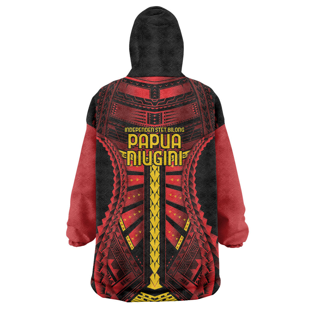 Independen Stet bilong Papua Niugini 1975 Wearable Blanket Hoodie Red Tribal Papua New Guinea Province Flag LT9 - Polynesian Pride