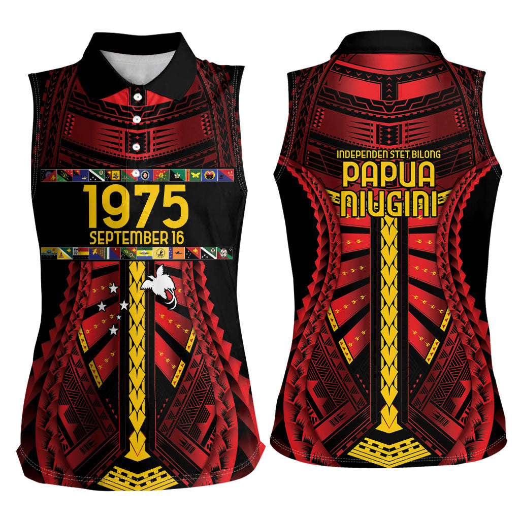 Independen Stet bilong Papua Niugini 1975 Women Sleeveless Polo Shirt Red Tribal Papua New Guinea Province Flag LT9 - Polynesian Pride
