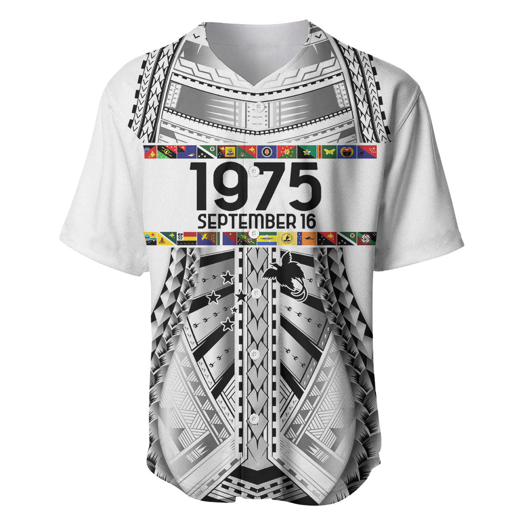 Independen Stet bilong Papua Niugini 1975 Baseball Jersey White Tribal Papua New Guinea Province Flag LT9 White - Polynesian Pride