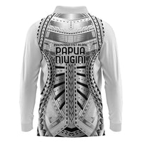 Independen Stet bilong Papua Niugini 1975 Long Sleeve Polo Shirt White Tribal Papua New Guinea Province Flag LT9 - Polynesian Pride