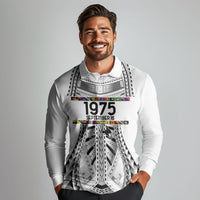 Independen Stet bilong Papua Niugini 1975 Long Sleeve Polo Shirt White Tribal Papua New Guinea Province Flag LT9 - Polynesian Pride
