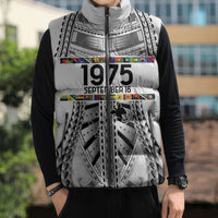 Independen Stet bilong Papua Niugini 1975 Sleeveless Puffer Jacket White Tribal Papua New Guinea Province Flag LT9 - Polynesian Pride
