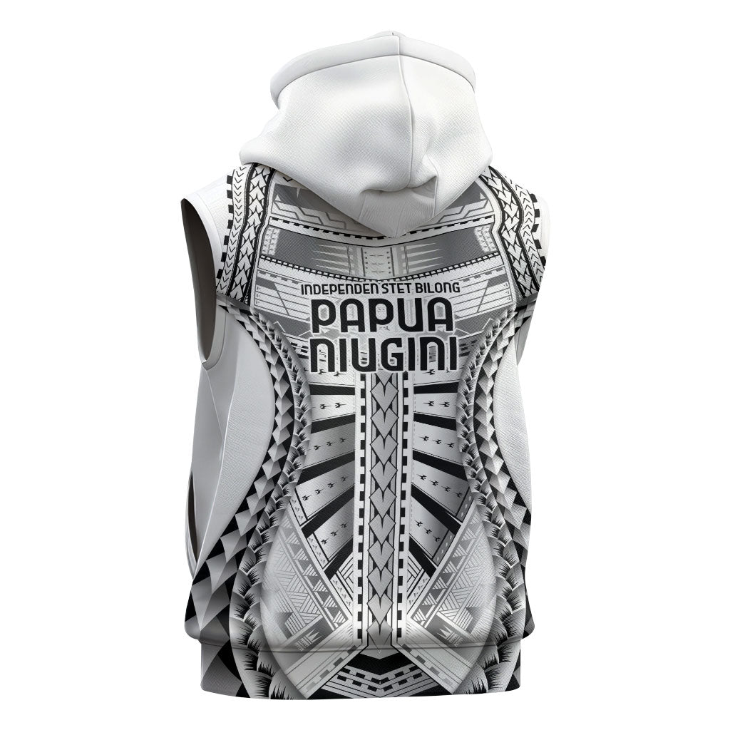 Independen Stet bilong Papua Niugini 1975 Sleeveless Zip Hoodie White Tribal Papua New Guinea Province Flag LT9 - Polynesian Pride